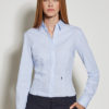 Seidensticker Womens Blouse Slim Fit Check & Stripes Longsleeve - striped light blue white