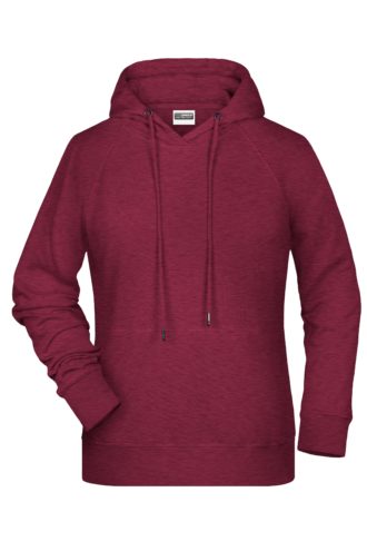 Ladies' Bio Hoody James & Nicholson - burgundy melange