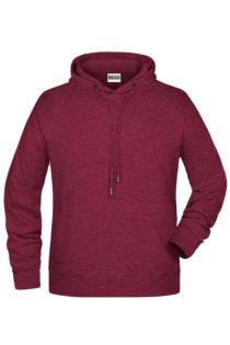 Men's Bio Hoody James & Nicholson - burgundy melange