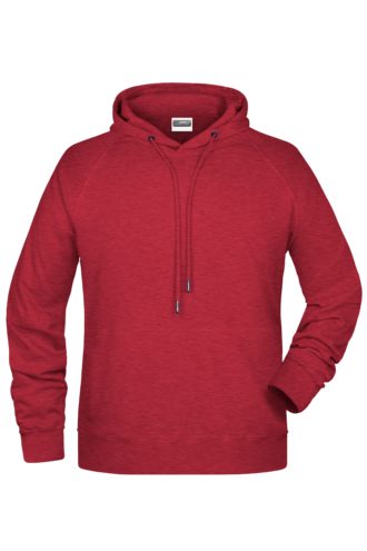 Men's Bio Hoody James & Nicholson - carmine red melange