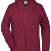 Ladies' Bio Zip Hoody James & Nicholson - burgundy melange