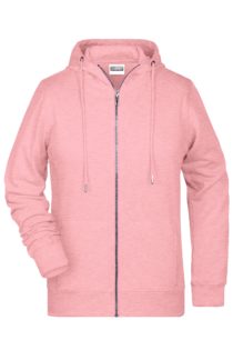 Ladies' Bio Zip Hoody James & Nicholson - rose melange