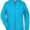 Ladies Bio Zip Hoody James & Nicholson - turquoise