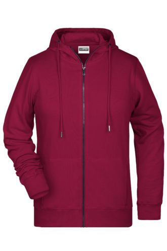 Ladies' Bio Zip Hoody James & Nicholson - wine