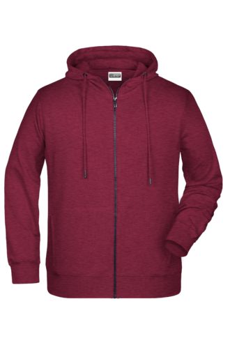 Men's Bio Zip Hoody James & Nicholson - burgundy melange