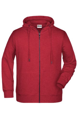 Men's Bio Zip Hoody James & Nicholson - carmine red melange