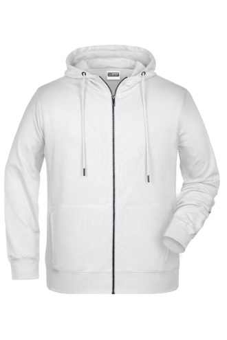 Men's Bio Zip Hoody James & Nicholson - white