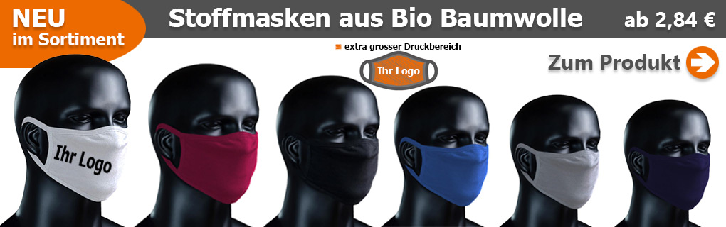 BIO Stoffmasken mit eigenem Logo bedrucken